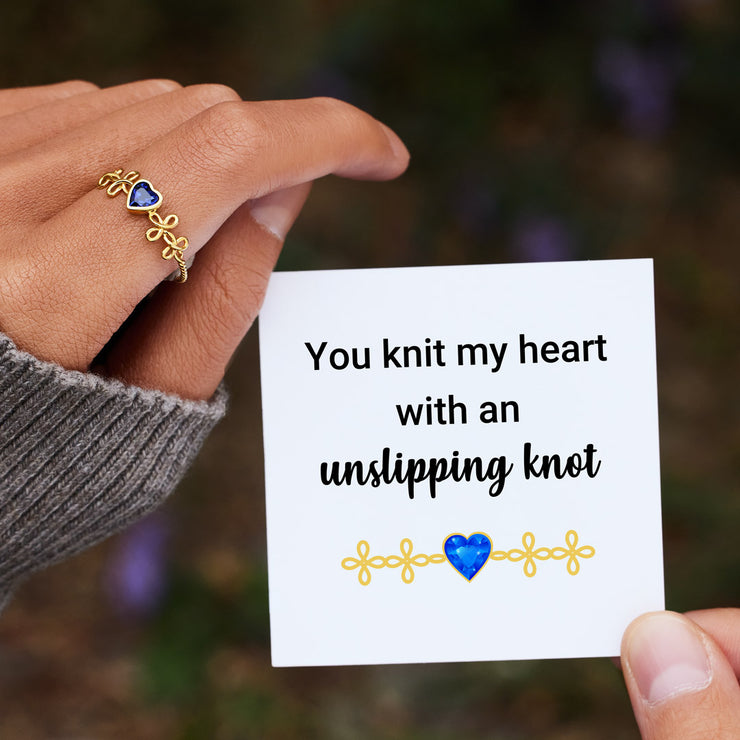 Blue Heart Knot Band Ring