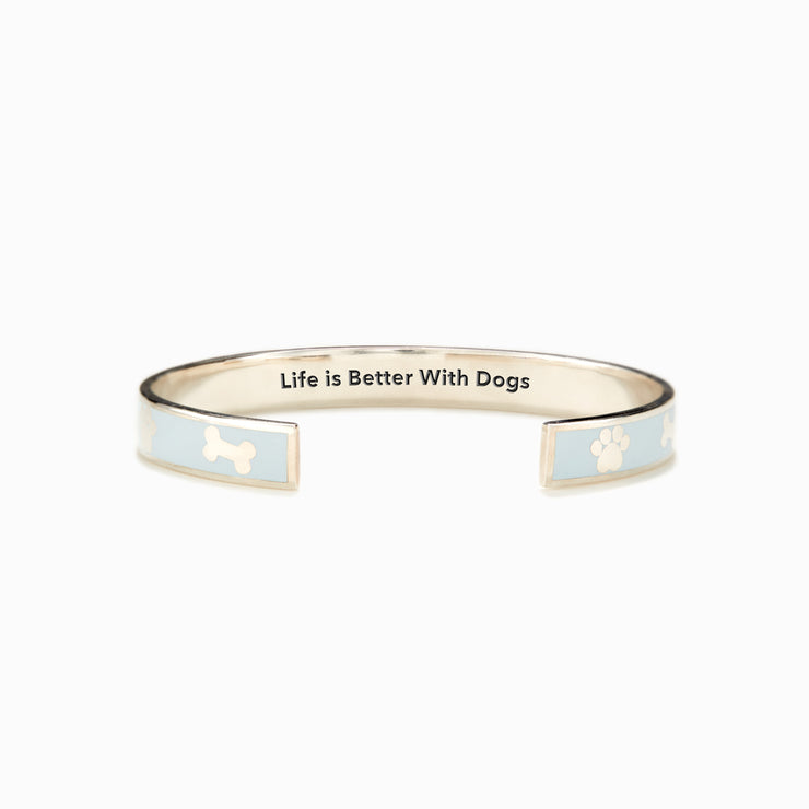 Life Is Better With Dogs Bone & Paw Cuff Bangle