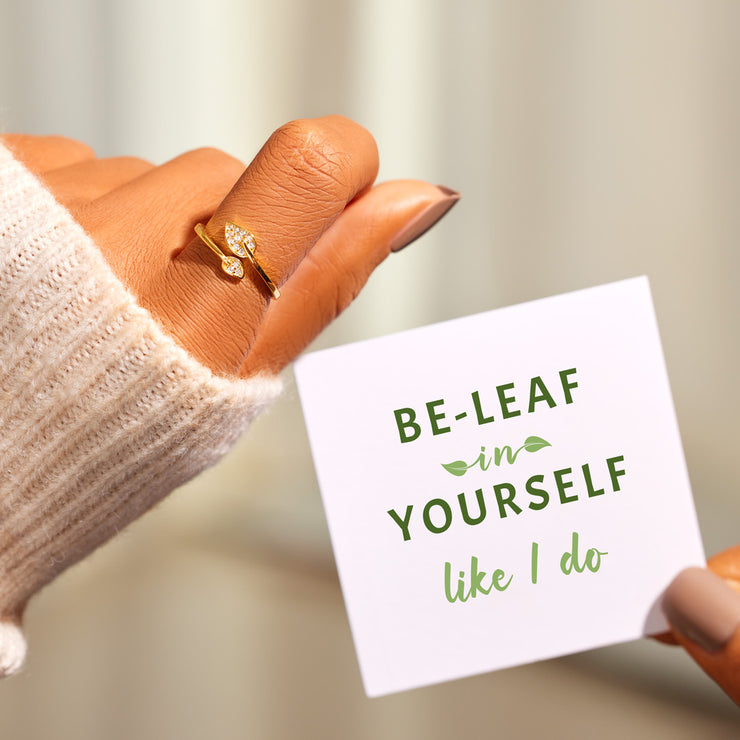 Be-Leaf In Yourself Like I Do Double Leaf Ring