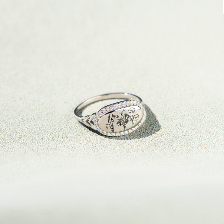 Birth Month Flowers Signature Ring