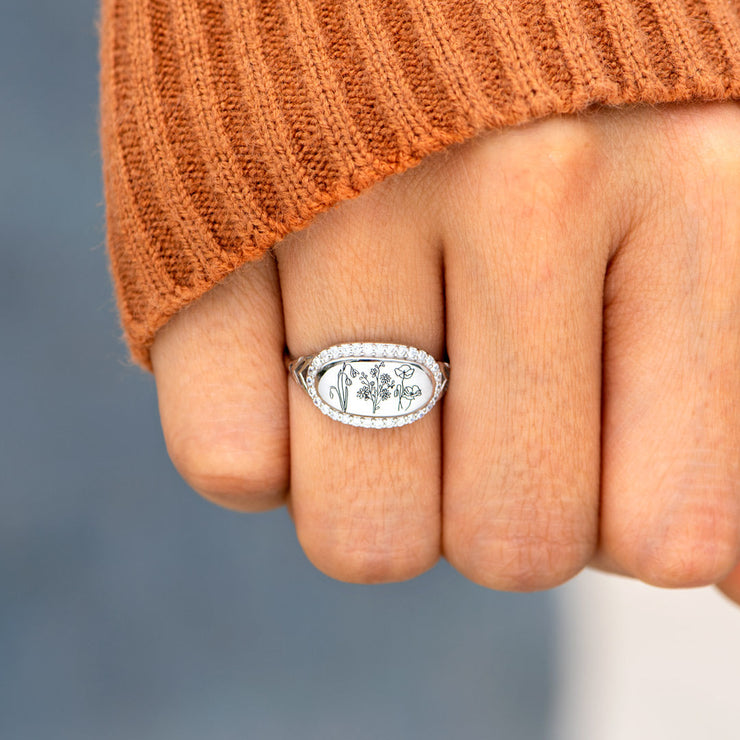 Birth Month Flowers Signature Ring