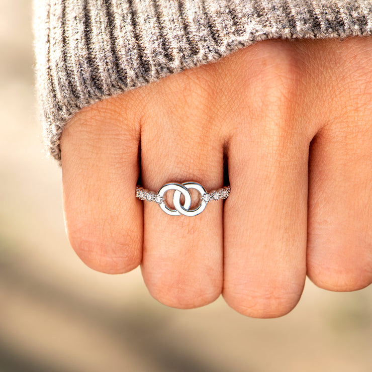 Baby Interlocking Rings Mother & Daughter Forever Linked Pavé Interlocking Ring