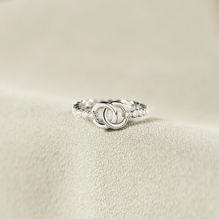 Baby Interlocking Rings Mother & Daughter Forever Linked Pavé Interlocking Ring
