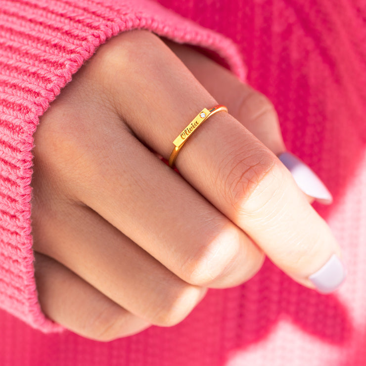 Personalized Gold Bar Ring