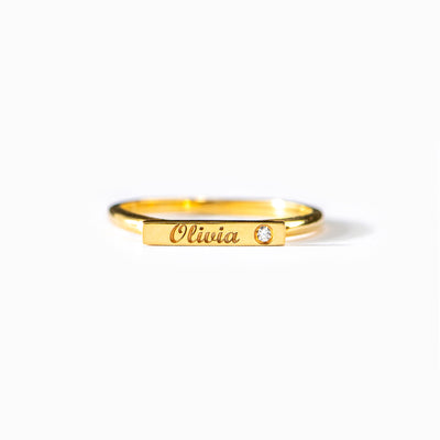 Personalized Engraved Minimalist Bar Ring