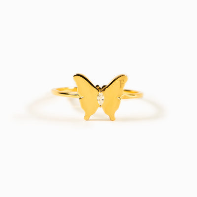 Initial Golden Butterfly Ring