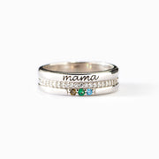 Personalized 1-5 Birthstones Mama Ring