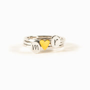Heart Cross Infinity Stackable Initials Ring Set