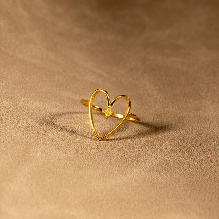 Golden Open Heart Ring