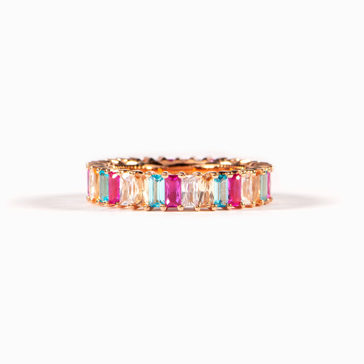 Multicolored Baguette Ring Band