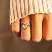 For Mom & Daughter Heart Wire Ring