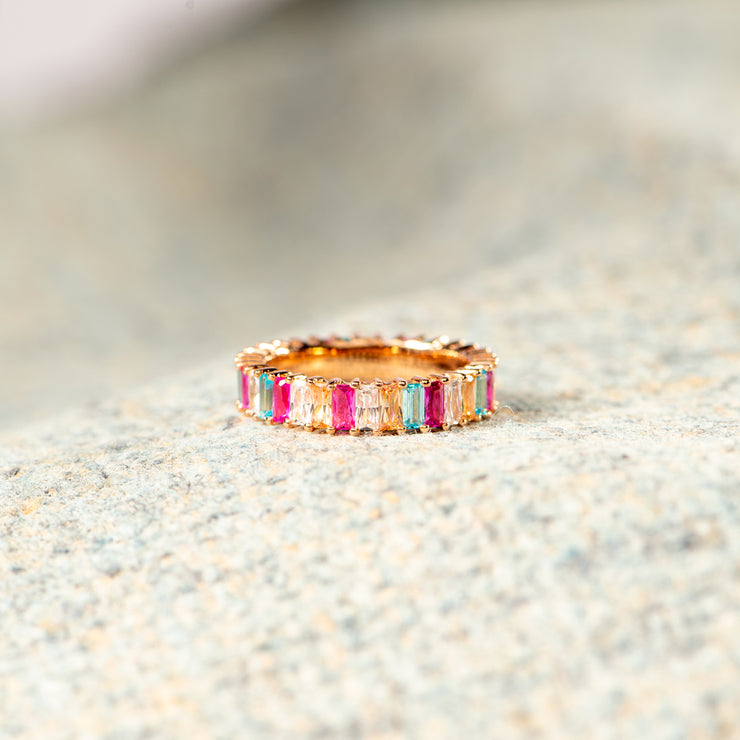 Multicolored Baguette Ring Band
