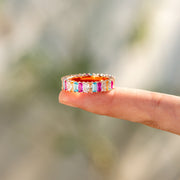 Multicolored Baguette Ring Band