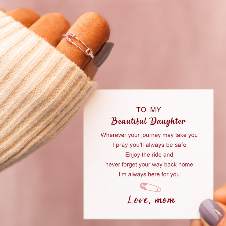 Daughter I Pray You'll Always Be Safe Minimalist Safety Pin Ring