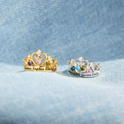 1-4 Names & Birthstones Crown Ring