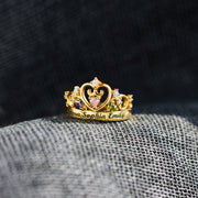1-4 Names & Birthstones Crown Ring