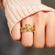 1-4 Names & Birthstones Crown Ring