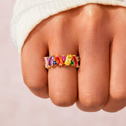 Rainbow Baguette Ring S925
