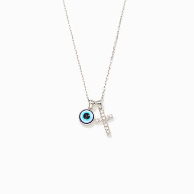 Blessed And Protected Cross&Evil Eye Necklace