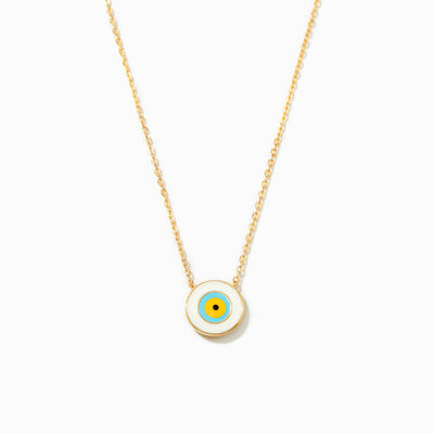 Enamel White Evil Eye Necklace