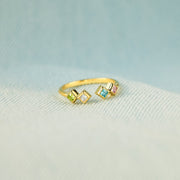 1-6 Square Birthstones Open Ring