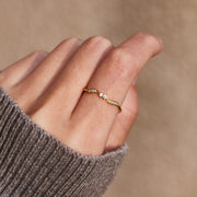 Double Stone Wavy Ring