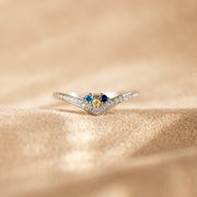 Birthstones chevron pavé ring