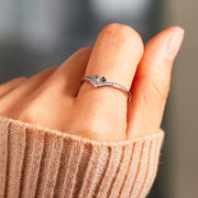 Birthstones chevron pavé ring