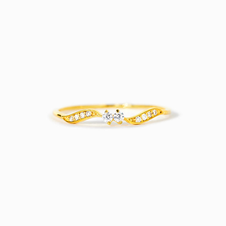 Double Stone Wavy Ring