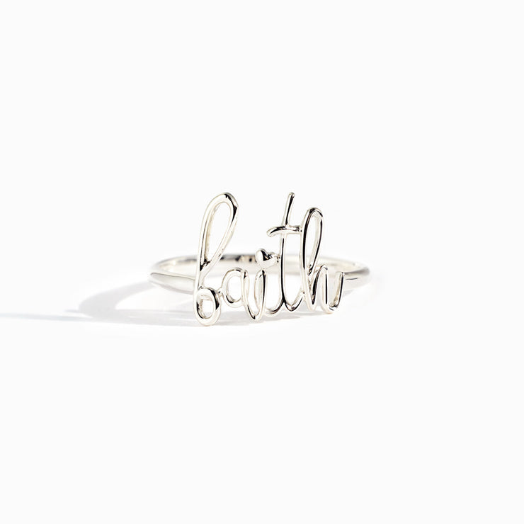 Script Letters Ring God Works Faith Cursive Letter Ring