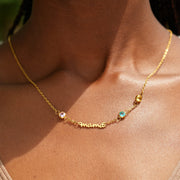 Custom Name & 1-8 Birthstones Necklace