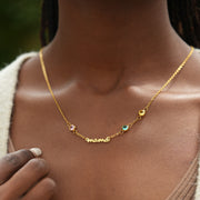 Custom Name & 1-8 Birthstones Necklace
