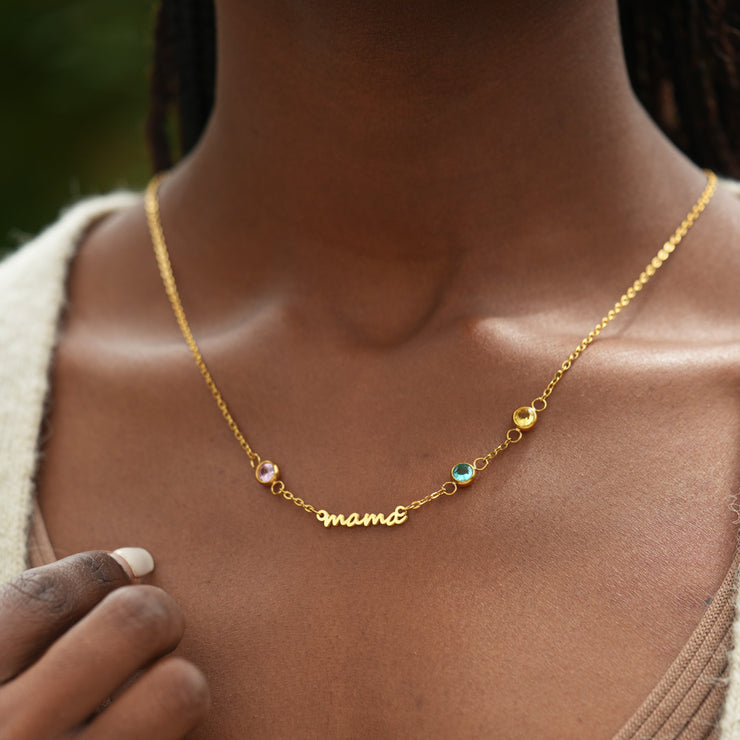 Custom Name & 1-8 Birthstones Necklace