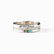 Personalized 1-8 Birthstones Grandma Ring