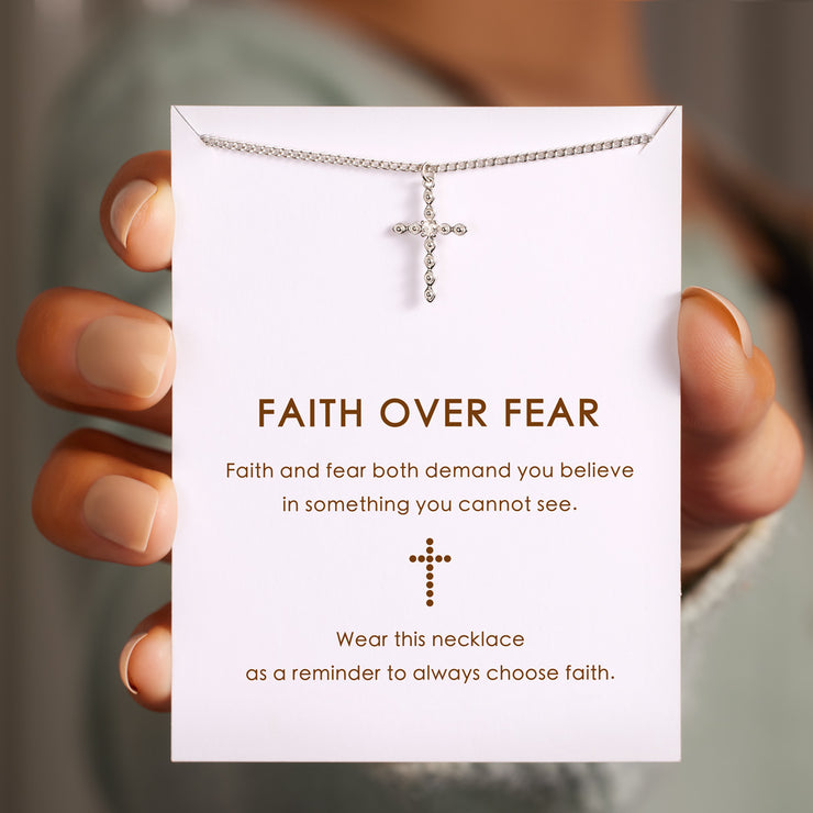 Faith Over Fear Pods Cross Necklace