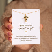 God Is Within Her Vintage Cross Necklace