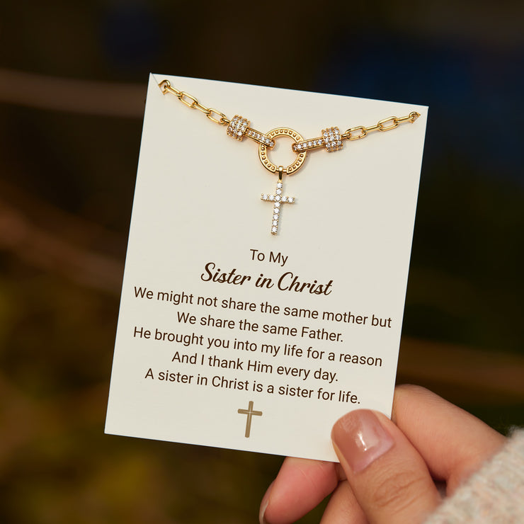 Sister In Christ Circle Cross Necklace
