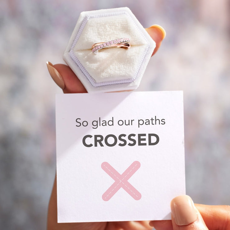 So Glad Our Paths Crossed Criss Cross Pavé Ring