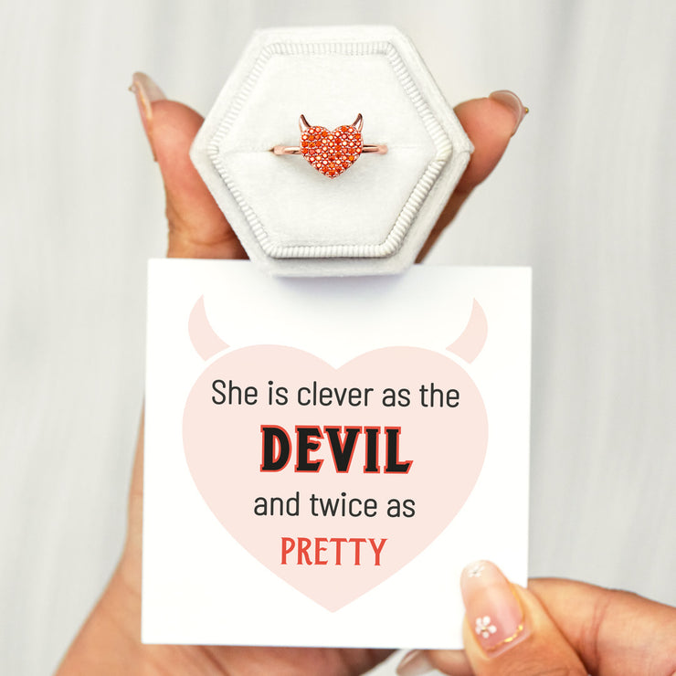 She Is Clever As A Devil Heart Ring