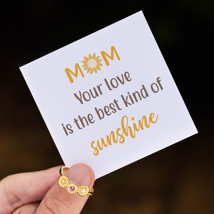 2-6 Birthstones Sunflower Ring